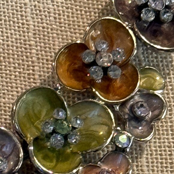 Enamel and Crystal Rhinestone Statement Necklace - Picture 8 of 11